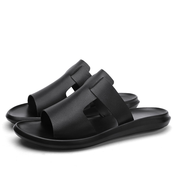 MEN'S GENUINE LEATHER STRIPED FRONT SLIPPERZ - Picture 11 of 16